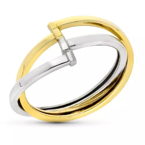 9K SORTIJA ORO BICOLOR BANDAS LISAS BRILLO. ANCHO: 10 MM 1