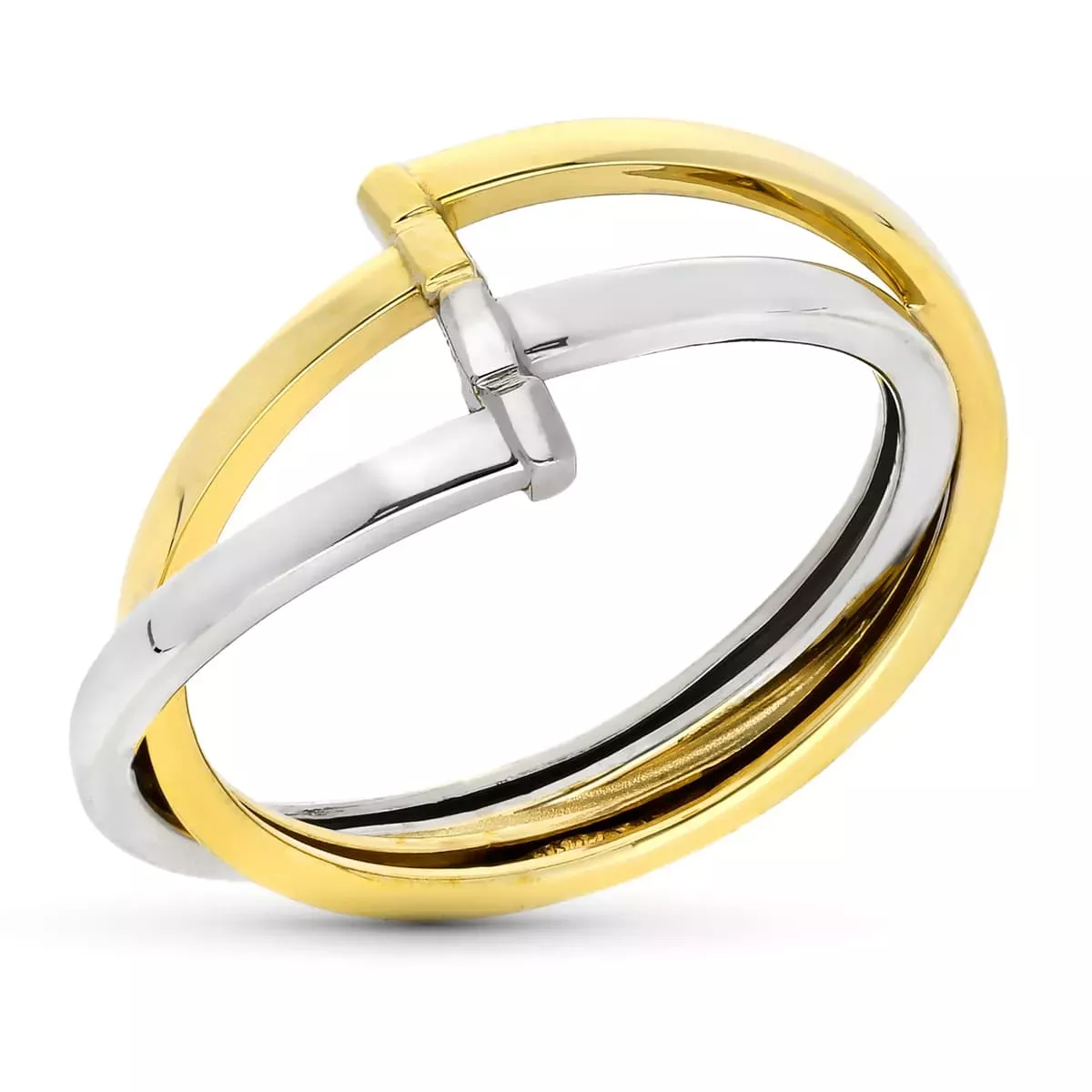 9K SORTIJA ORO BICOLOR BANDAS LISAS BRILLO. ANCHO: 10 MM 1