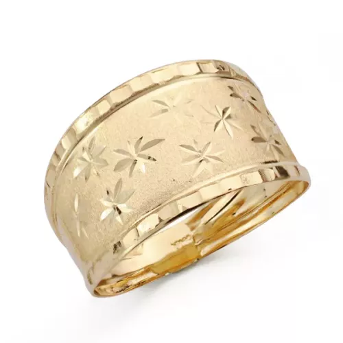 9K SORTIJA ORO AMARILLO ESTAMPADA ACABADO DIAMANTADO ANCHO TOTAL 13 MM 1