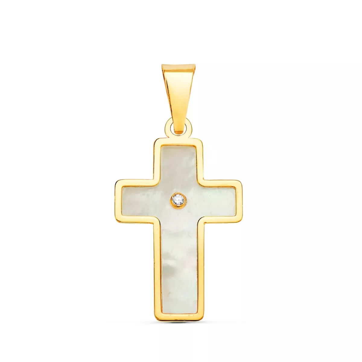 18K CRUZ ORO AMARILLO CON NACAR 18X12 MM 0