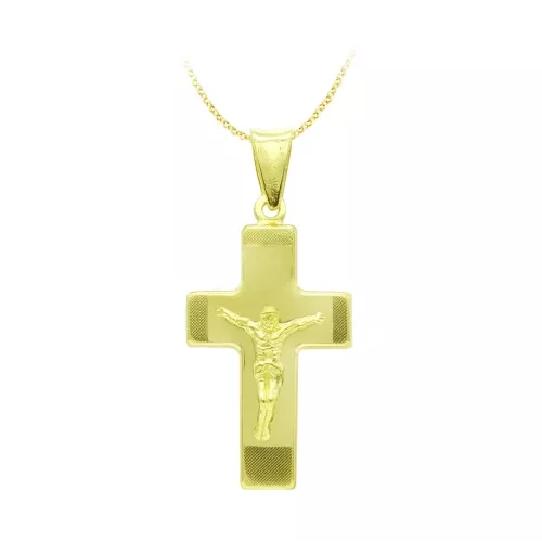 18K CRUZ ORO AMARILLO CON CRISTO HUECA 27X15 MM 2