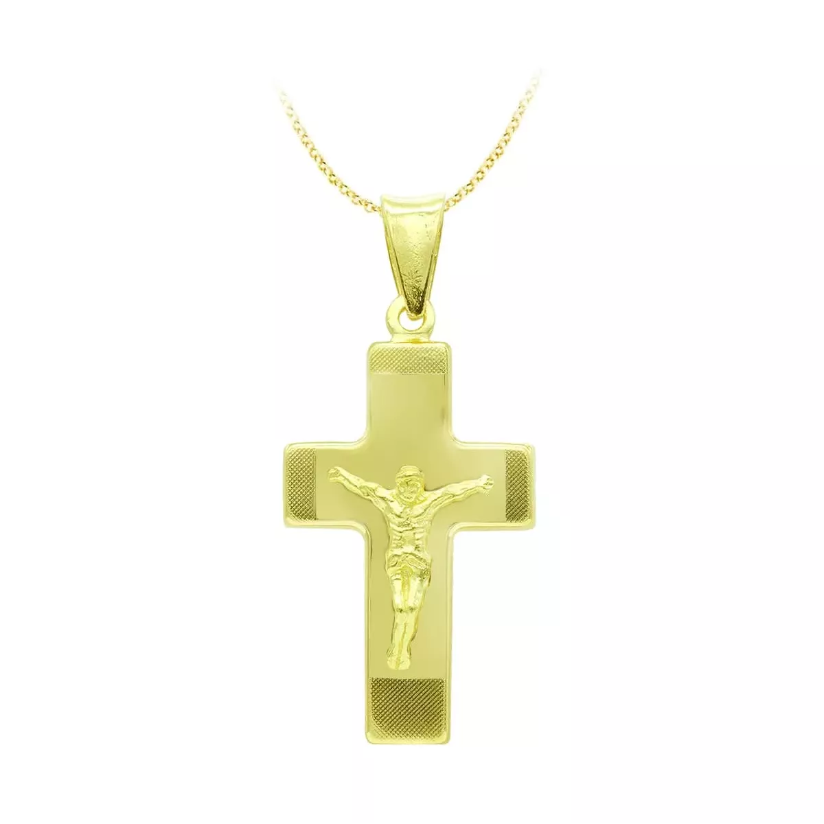 18K CRUZ ORO AMARILLO CON CRISTO HUECA 27X15 MM 2