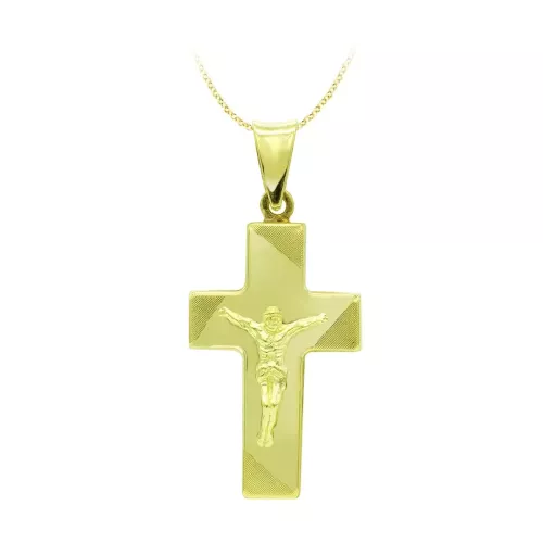 18K CRUZ ORO AMARILLO CON CRISTO HUECA 27X15 MM 2
