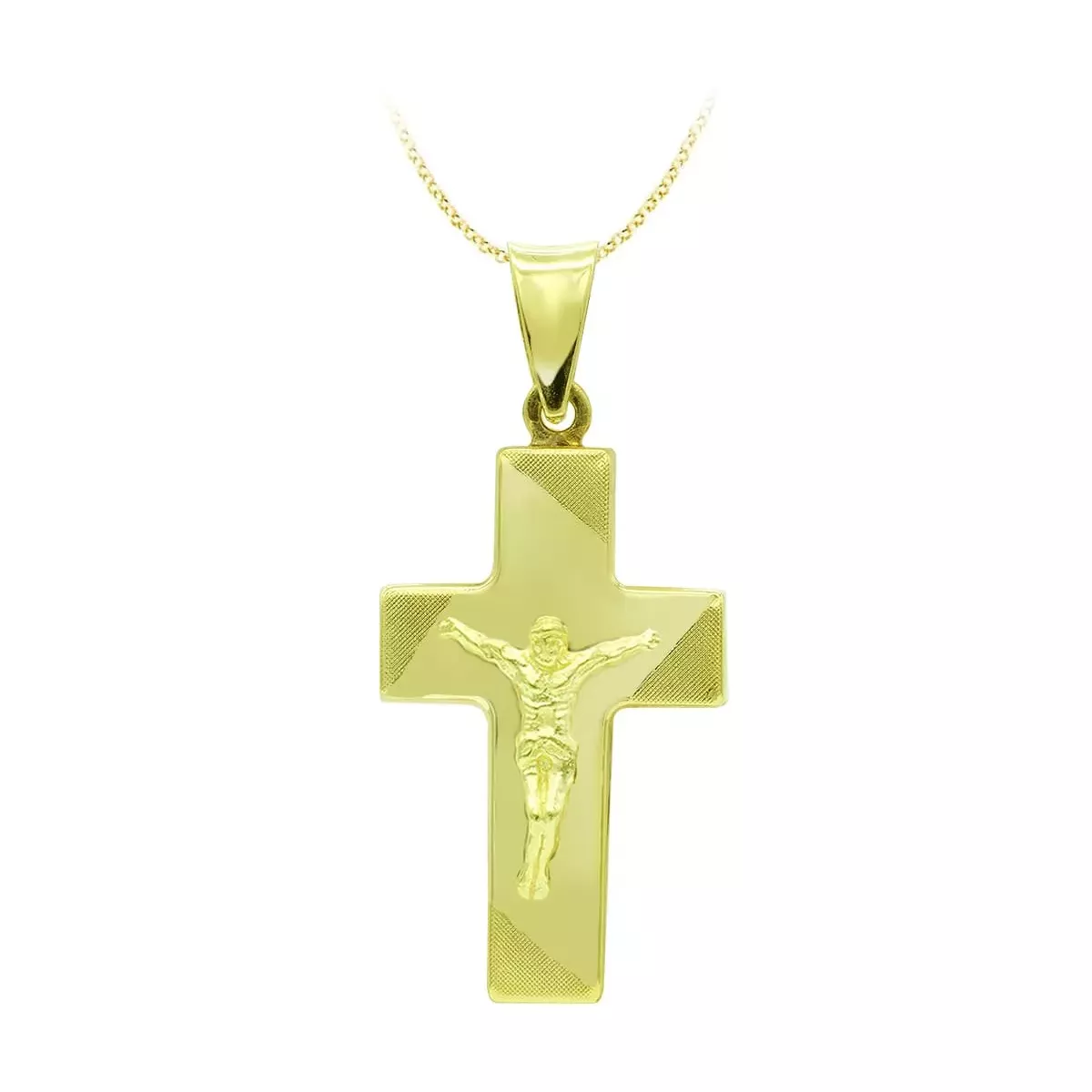 18K CRUZ ORO AMARILLO CON CRISTO HUECA 27X15 MM 2