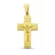 18K CRUZ ORO AMARILLO HUECA CON CRISTO MATE Y BRILLO 27X15 MM 2