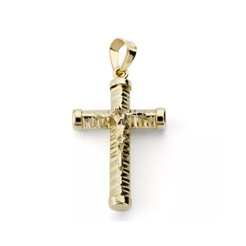 18K CRUZ ORO AMARILLO CON CRISTO HUECA 24X15 MM 0
