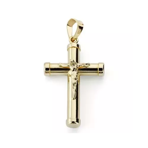 18K CRUZ ORO AMARILLO CON CRISTO HUECA 24X15X3 MM 1