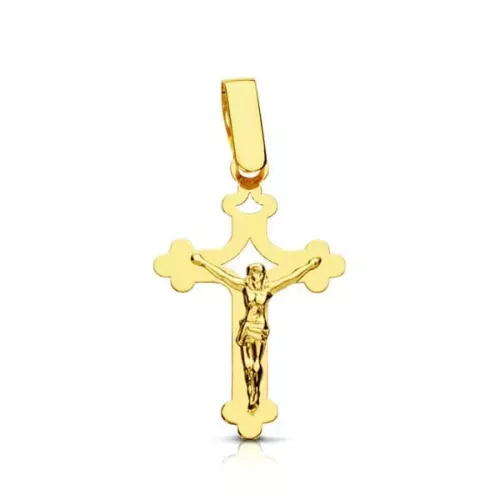 18K CRUZ ORO AMARILLO CON CRISTO CALADA LASER. 22X14 MM 0
