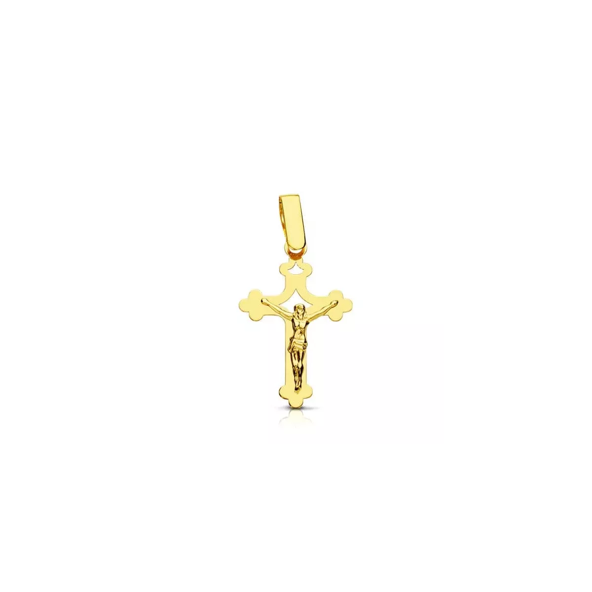 18K CRUZ ORO AMARILLO CON CRISTO CALADA LASER. 22X14 MM 0