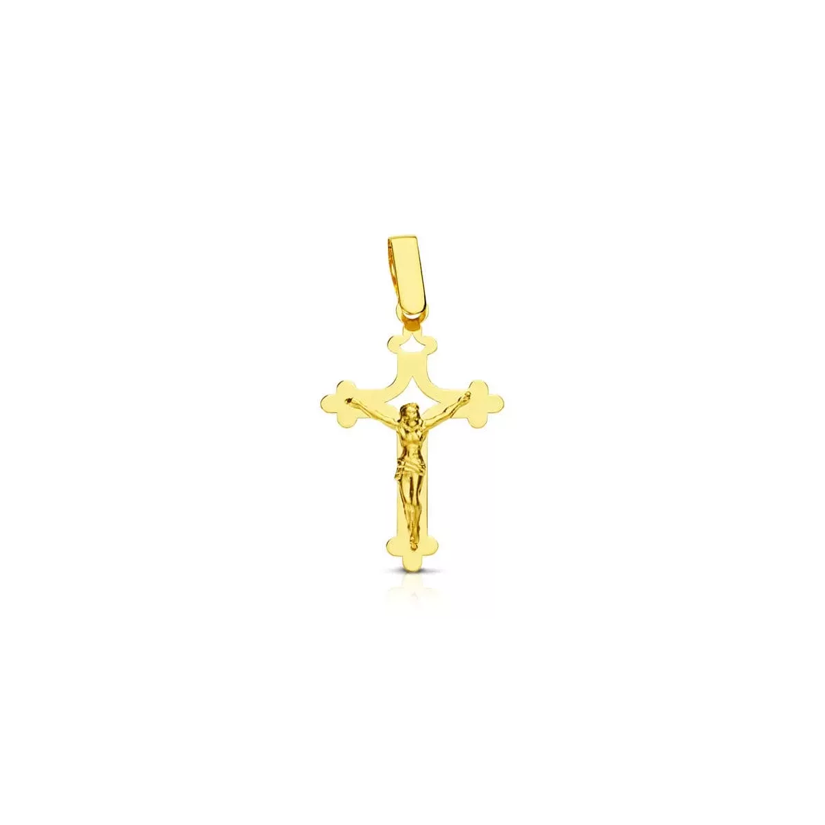 18K CRUZ ORO AMARILLO CON CRISTO GRANDE CALADA LASER 0