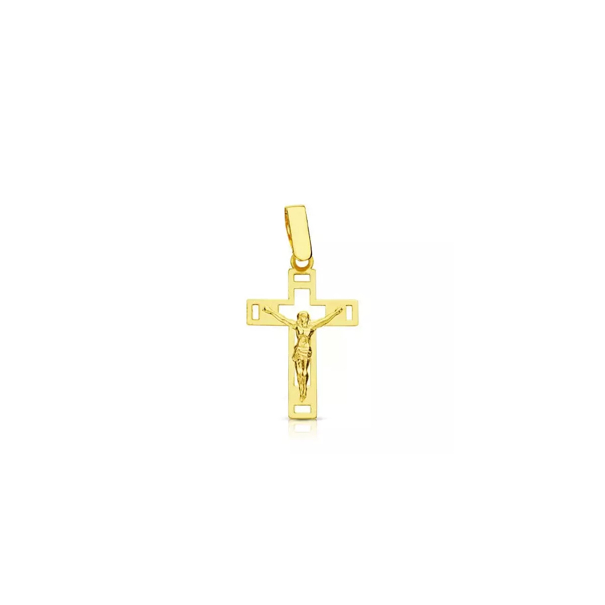 18K CRUZ ORO AMARILLO CON CRISTO CALADA LASER. 22X14 MM 0