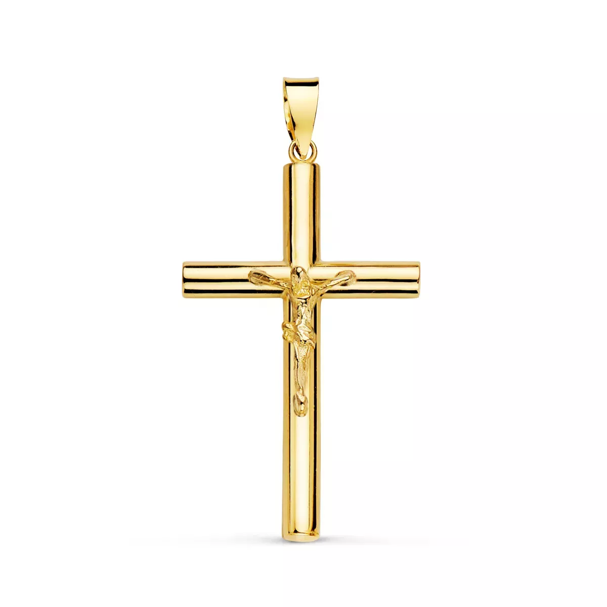18K CRUZ ORO AMARILLO CON CRISTO TUBO HUECO. 30 X 18 X 3 MM 1