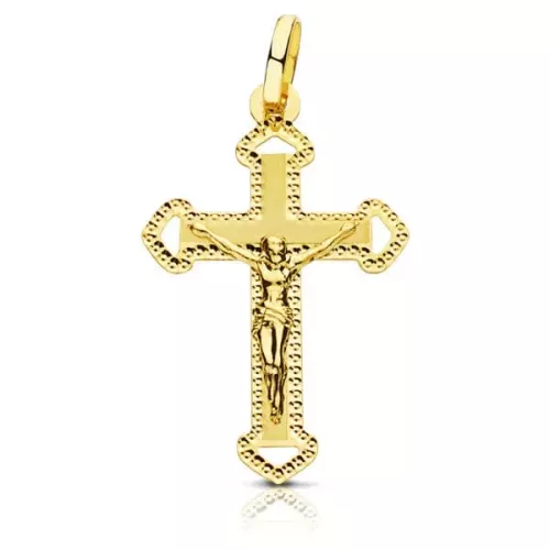 18K CRUZ ORO AMARILLO CON CRISTO TALLADA 27X17 MM 0