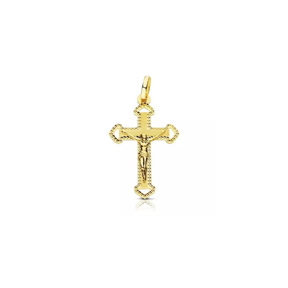 18K CRUZ ORO AMARILLO CON CRISTO TALLADA 27X17 MM 0