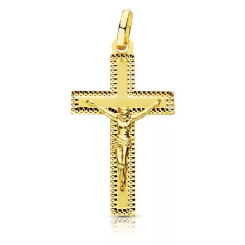 18K CRUZ ORO AMARILLO CRISTO TALLADA 27X15 MM 0