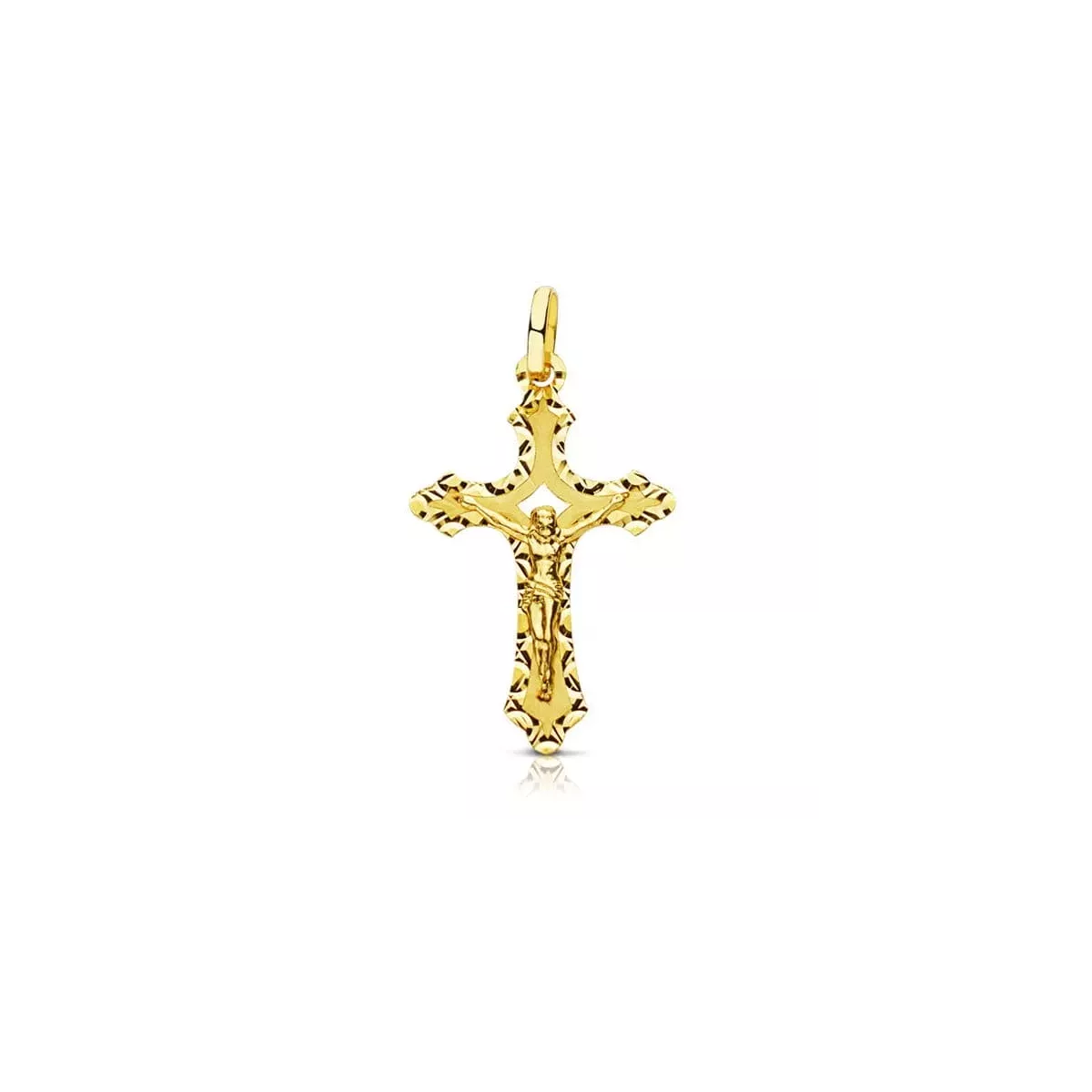 18K CRUZ ORO AMARILLO CON CRISTO TALLADA 27X17 MM 0
