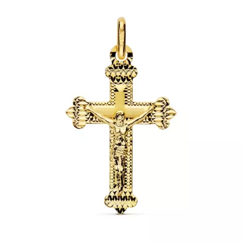 18K CRUZ ORO AMARILLO CON CRISTO TALLADA 23X15 MM 0