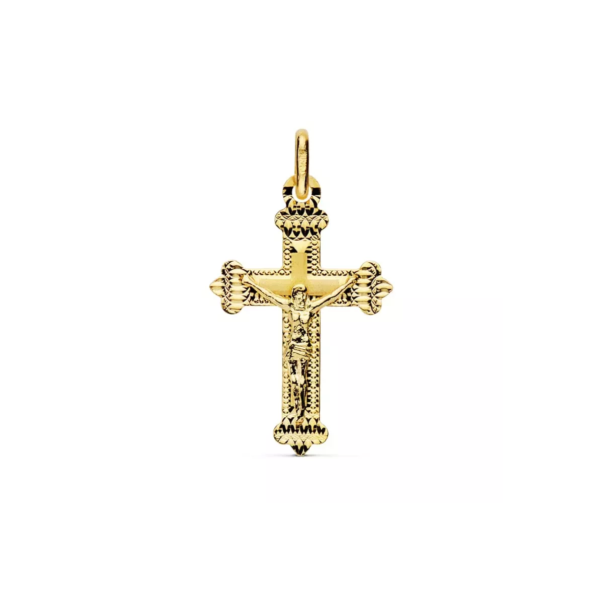 18K CRUZ ORO AMARILLO CON CRISTO TALLADA 23X15 MM 0