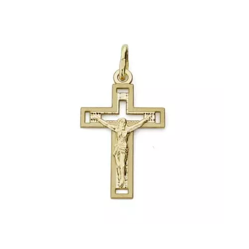 18K CRUZ ORO AMARILLO CON CRISTO TALLADA 22X13 MM 0