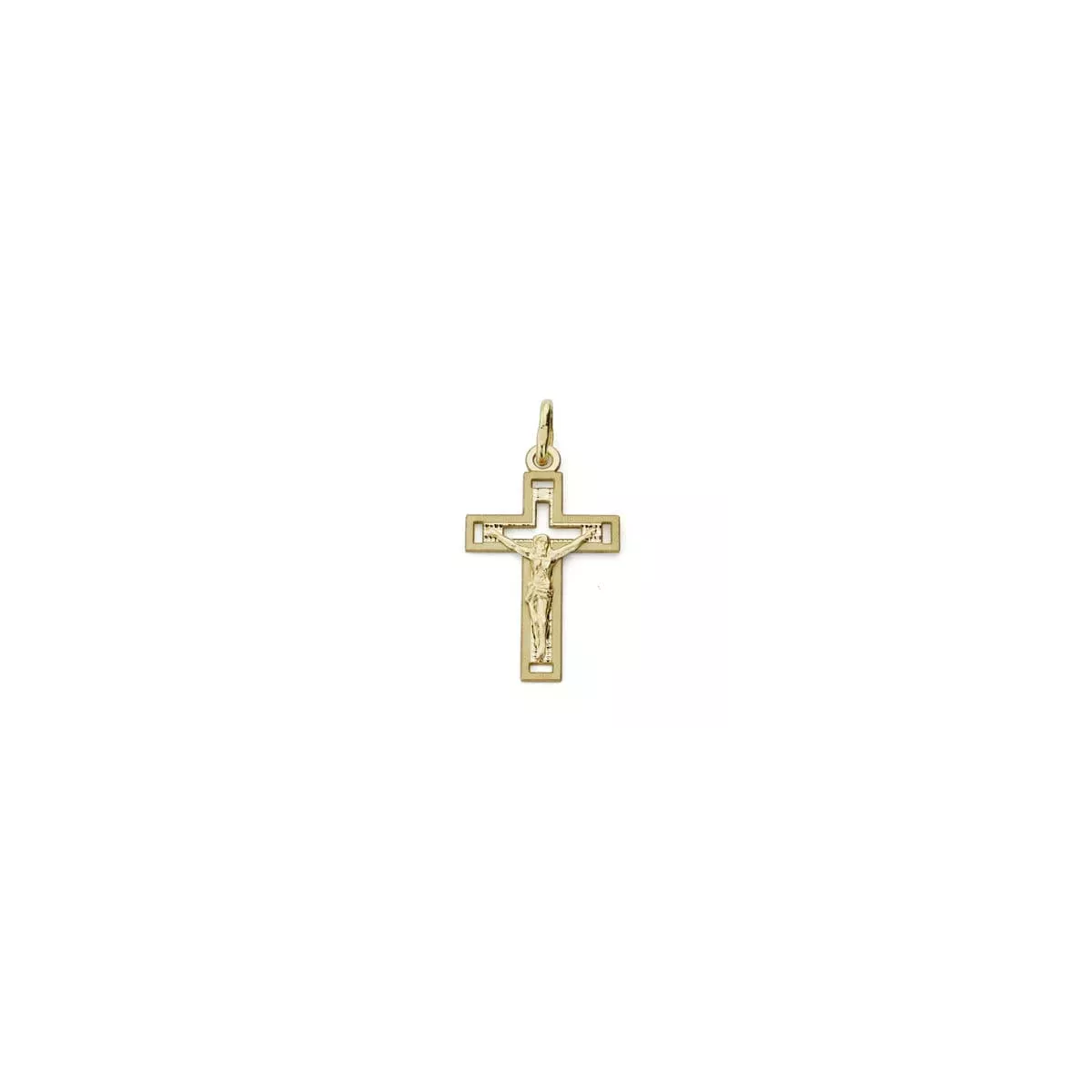 18K CRUZ ORO AMARILLO CON CRISTO TALLADA 22X13 MM 0