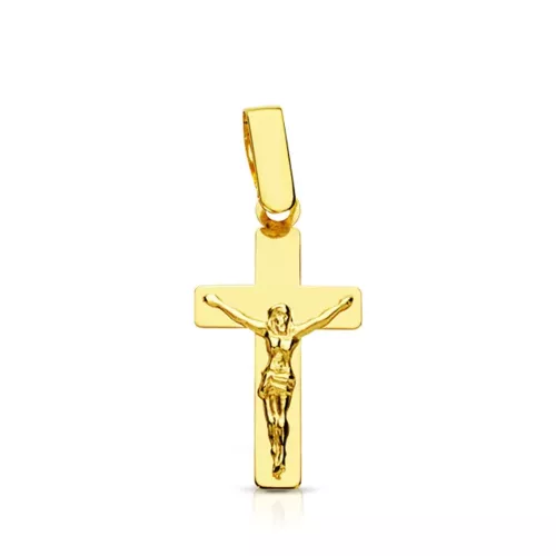 18K CRUZ ORO AMARILLO CON CRISTO PLANA 20X11 MM 0