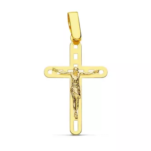 18K CRUZ ORO AMARILLO CON CRISTO CALADA 26X16 MM 0