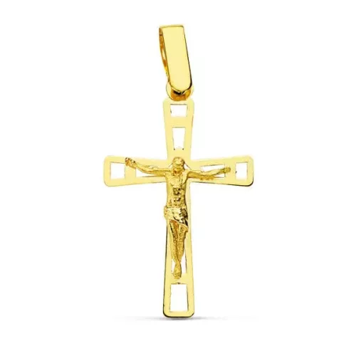 18K CRUZ ORO AMARILLO CON CRISTO CALADA 26X16 MM 0