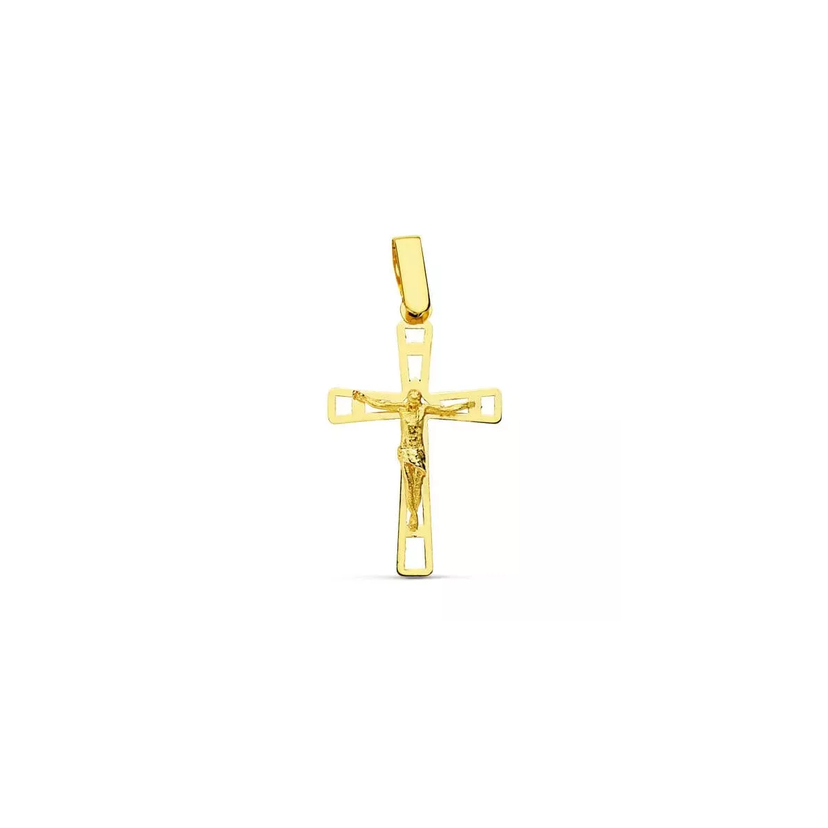 18K CRUZ ORO AMARILLO CON CRISTO CALADA 26X16 MM 0