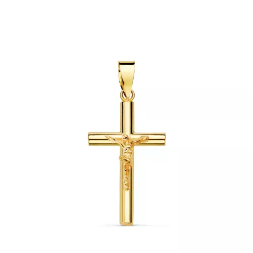 18K CRUZ ORO AMARILLO CON CRISTO TUBO 2