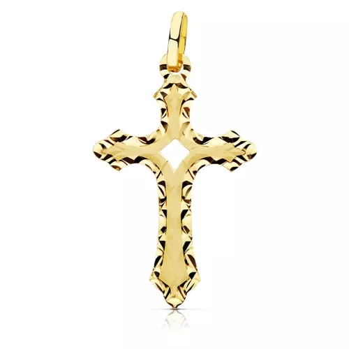 18K CRUZ ORO AMARILLO SIN CRISTO TALLADA 27X17 MM 0