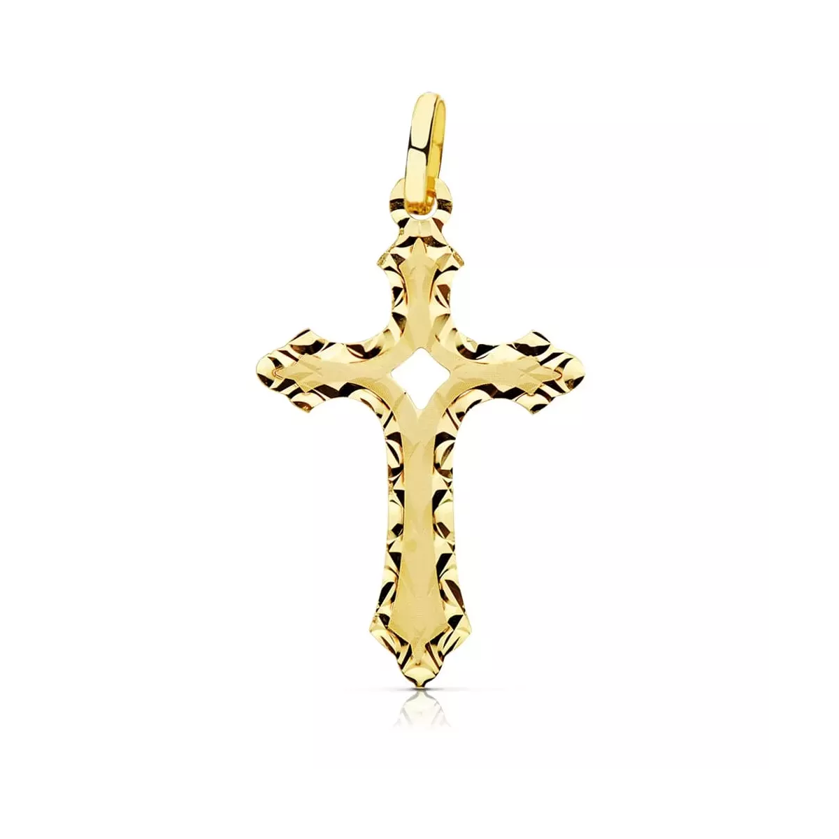 18K CRUZ ORO AMARILLO SIN CRISTO TALLADA 27X17 MM 0