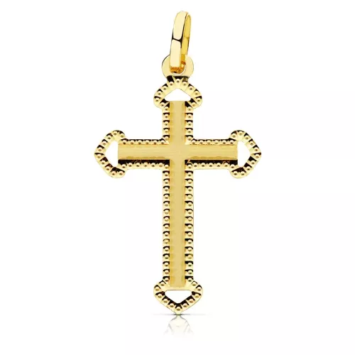 18K CRUZ ORO AMARILLO SIN CRISTO TALLADA 28X17 MM 0