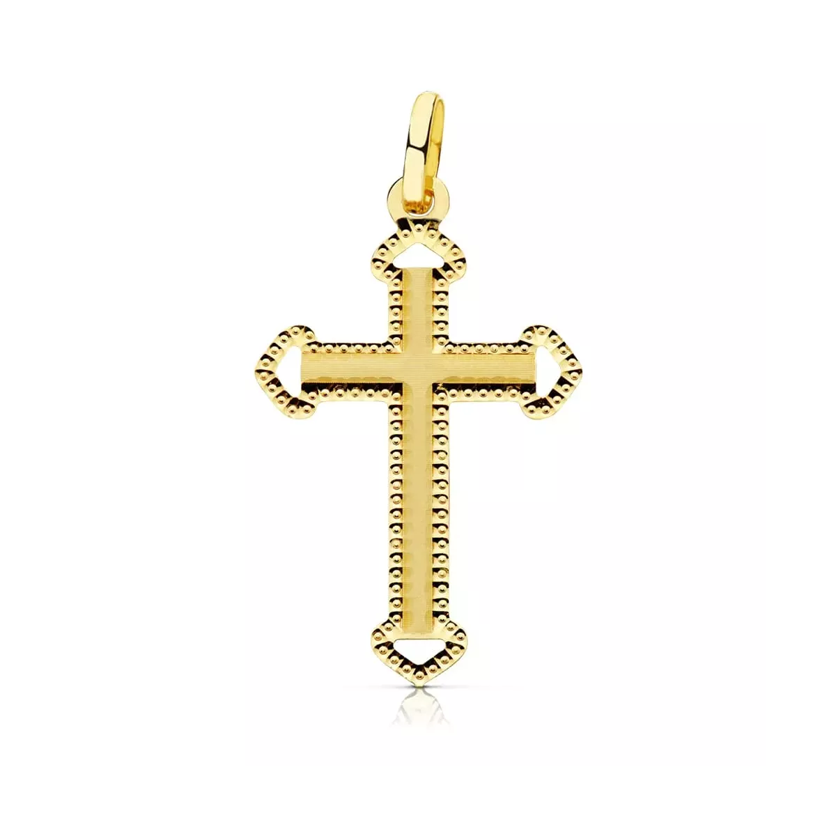 18K CRUZ ORO AMARILLO SIN CRISTO TALLADA 28X17 MM 0