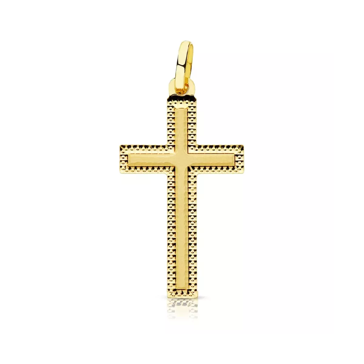 18K CRUZ ORO AMARILLO SIN CRISTO TALLADA 27X15 MM 0