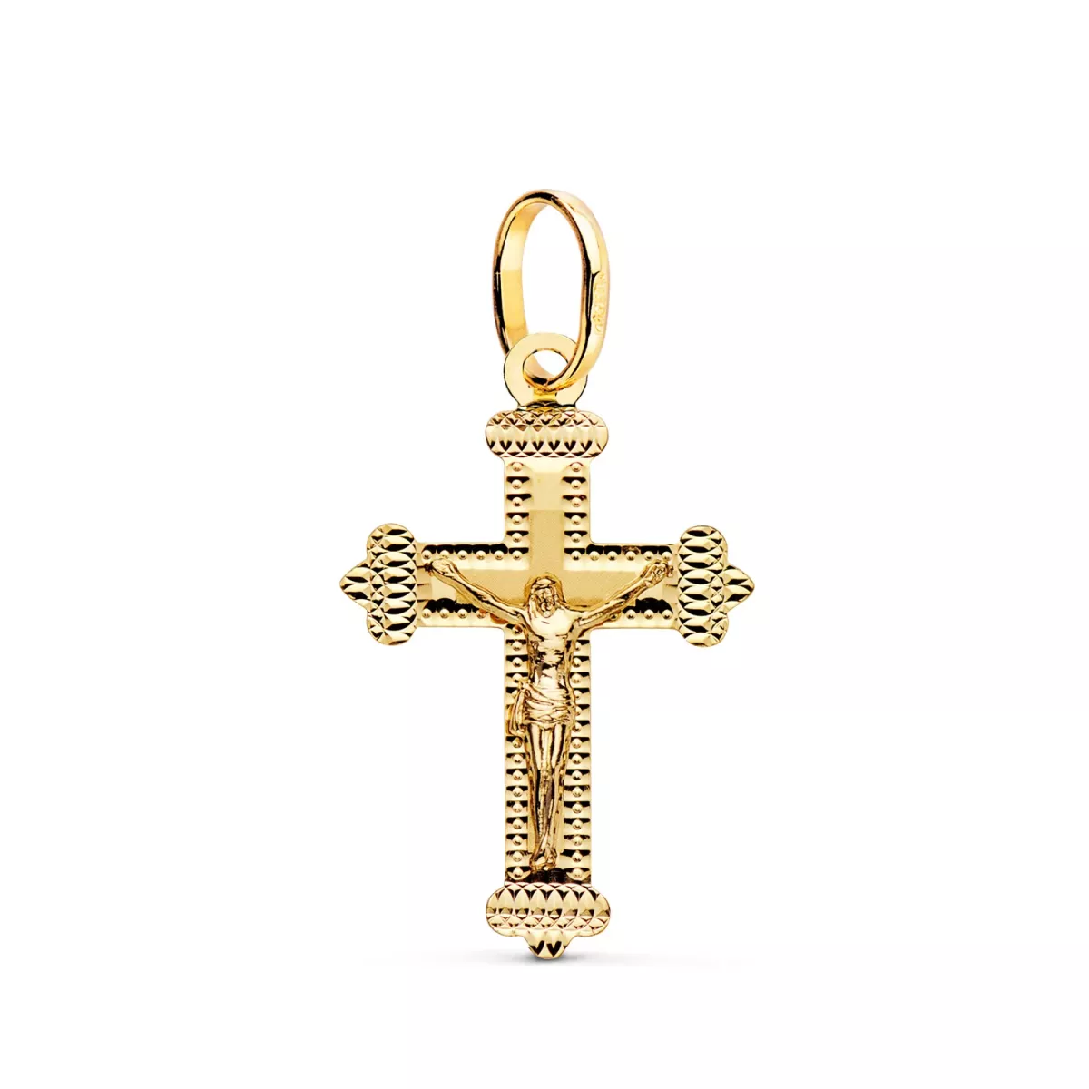 18K CRUZ ORO AMARILLO CON CRISTO TALLADA 27 X 18 MM 0