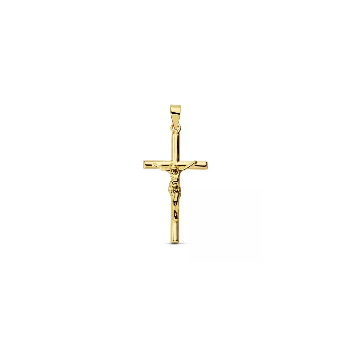 18K CRUZ ORO AMARILLO CRISTO PALO REDONDO. 27X14 MM 0