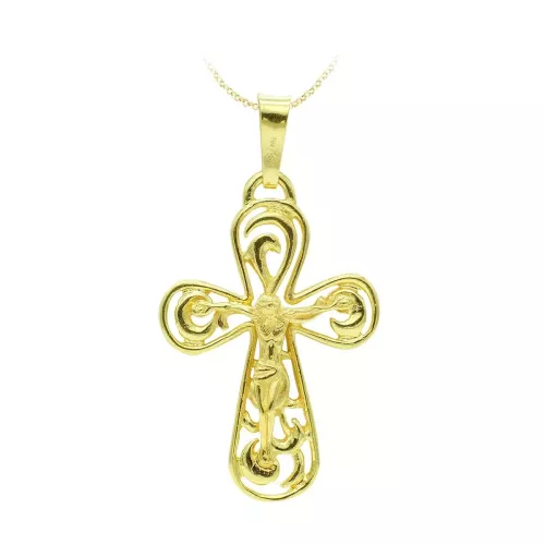 18K CRUZ ORO AMARILLO CON CRISTO 37X25 MM 7
