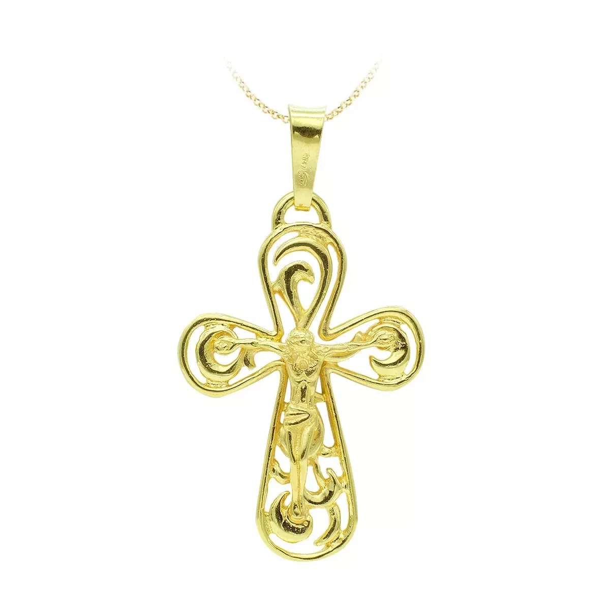 18K CRUZ ORO AMARILLO CON CRISTO 37X25 MM 7