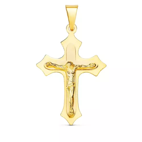 18K CRUZ ORO AMARILLO CON CRISTO EN BRILLO 32X22 MM 2