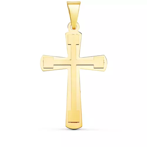 18K CRUZ ORO AMARILLO BRILLO Y MATE SIN CRISTO 33X20 MM 1