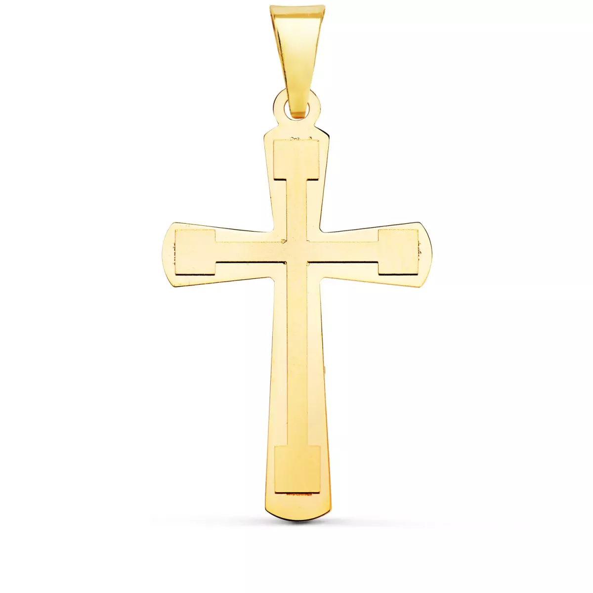 18K CRUZ ORO AMARILLO BRILLO Y MATE SIN CRISTO 33X20 MM 1