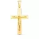 18K CRUZ ORO AMARILLO BRILLO Y MATE CON CRISTO 32X20 MM 2