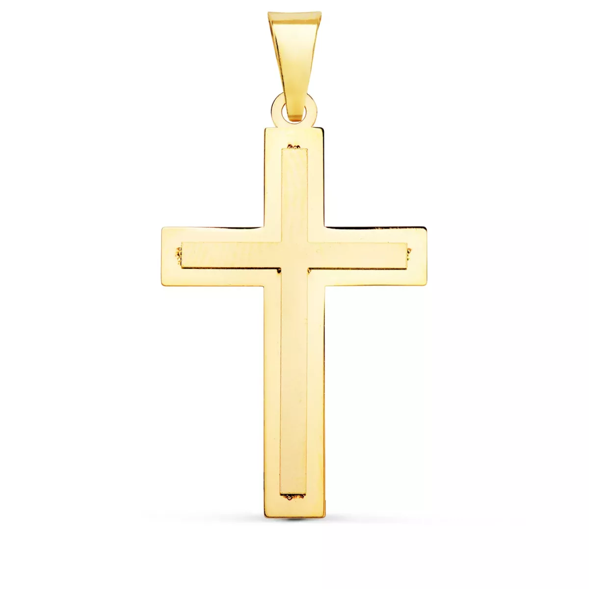 18K CRUZ ORO AMARILLO BRILLO Y MATE SIN CRISTO 32X20 MM 1