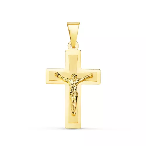 18K CRUZ ORO AMARILLO BRILLO CON CRISTO 25X17 MM 2