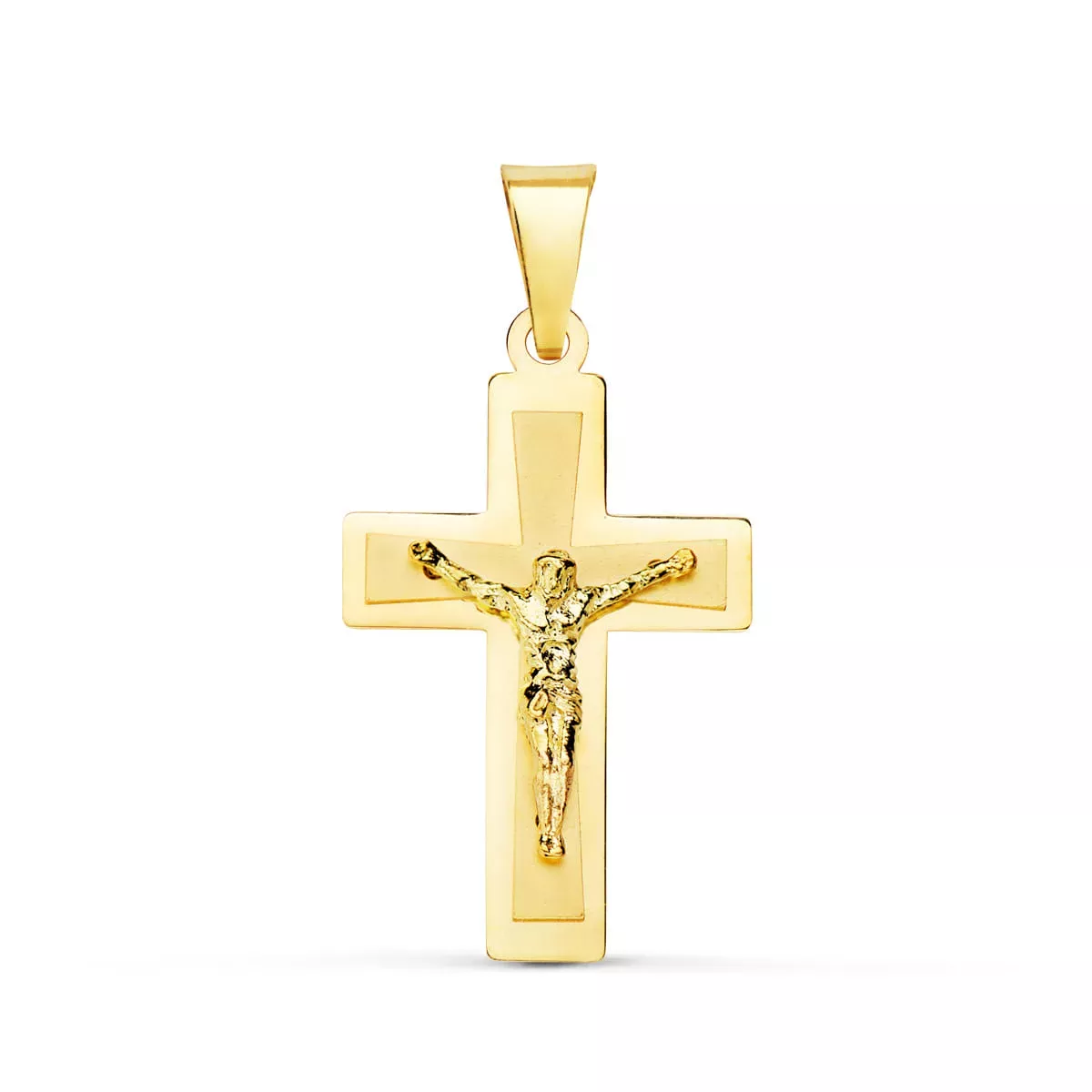 18K CRUZ ORO AMARILLO BRILLO CON CRISTO 25X17 MM 2