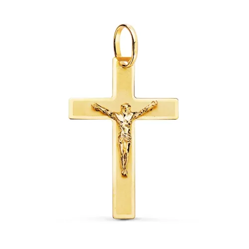 18K CRUZ ORO AMARILLO CON CRISTO MATIZADA 29X20 MM 1