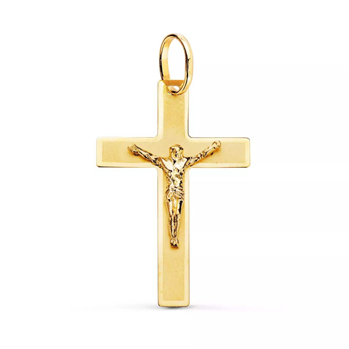 18K CRUZ ORO AMARILLO CON CRISTO MATIZADA 29X20 MM 1