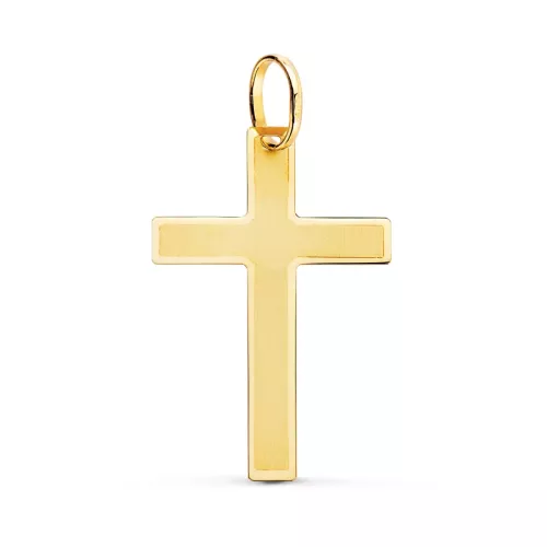 18K CRUZ ORO AMARILLO BRILLO Y MATE SIN CRISTO 29X20 MM 1