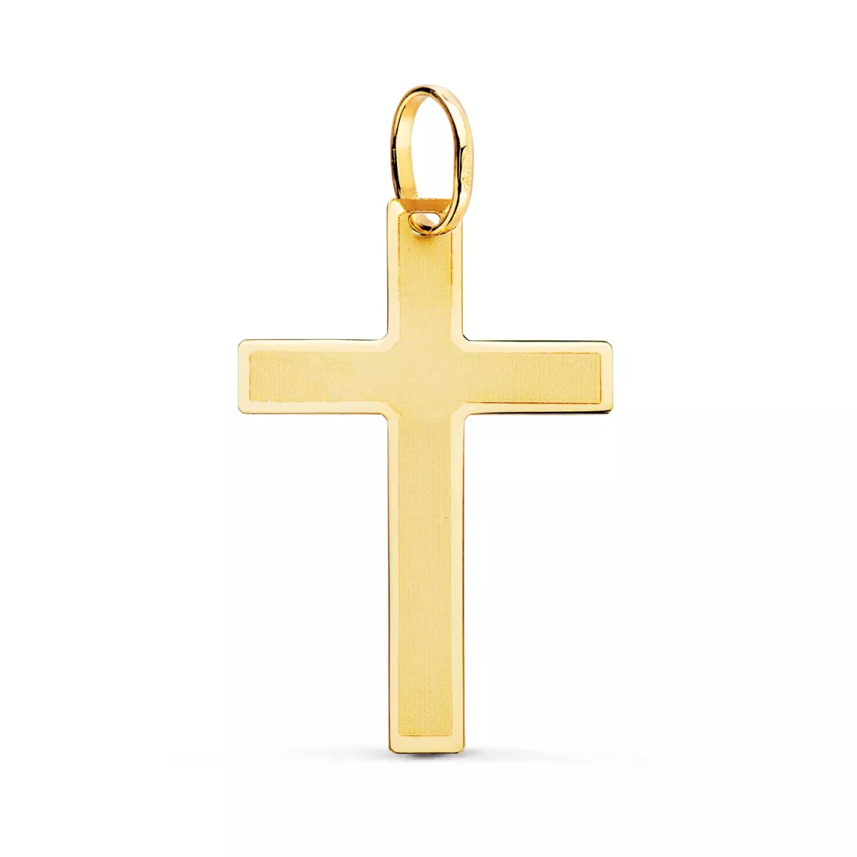 18K CRUZ ORO AMARILLO BRILLO Y MATE SIN CRISTO 29X20 MM 1