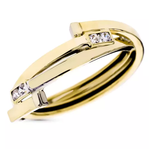 9K SORTIJA ORO BICOLOR BANDAS CRUZADAS CON CIRCONITAS. ANCHO: 7 MM 1